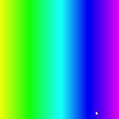 Press UP_ARROW - increases color saturation, DOWN_ARROW - decreases it. Interactive color gradient control.